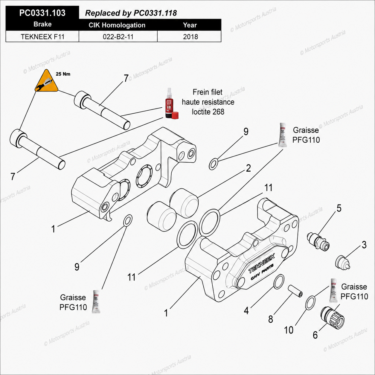 10 Bremszange hinten mit 4 Kolben Ø20-F11 2018