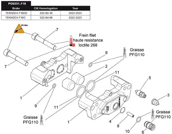 11 Bremszange hinten 4 Kolben Ø20-F16 2022-2023