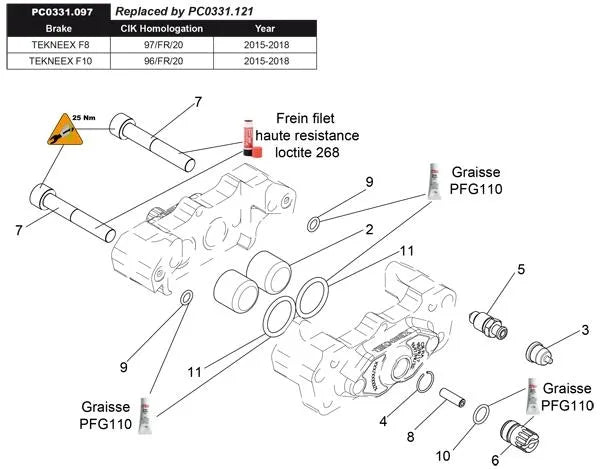 12 Bremszange hinten 4 Kolben Ø20-F8/F13 2015-2018