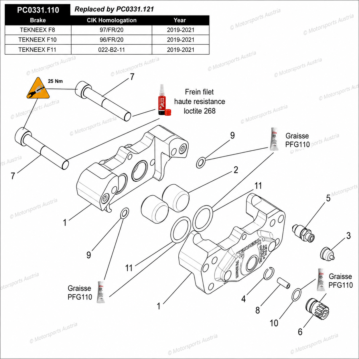 13 Bremszange hinten 4 Kolben Ø20-F8/F11 2019-2021