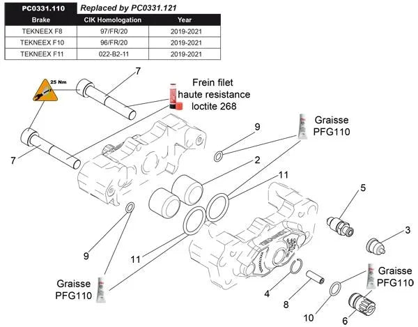 13 Bremszange hinten 4 Kolben Ø20-F8/F11 2019-2021