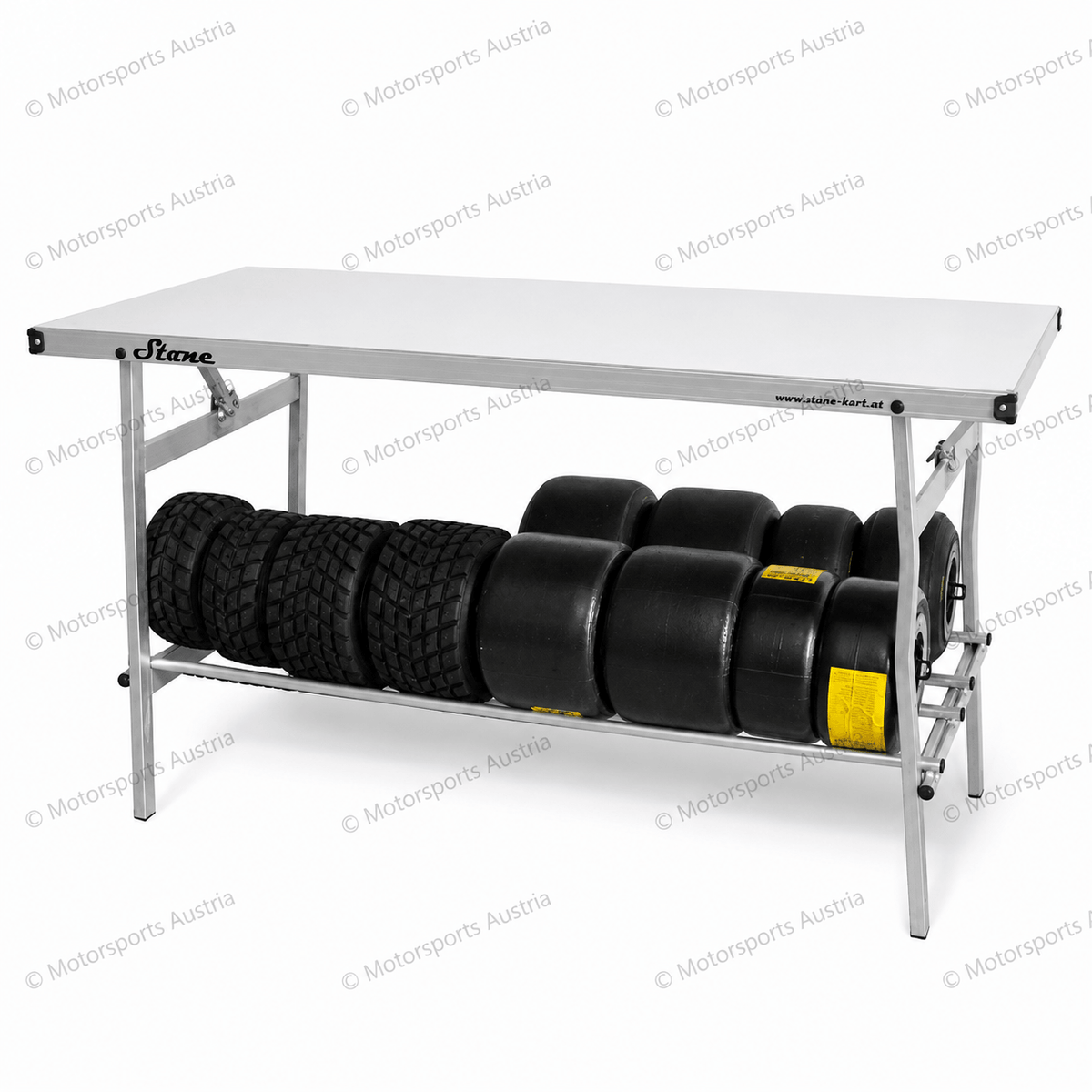 Aluminium Werktisch mit Reifenregal Stone