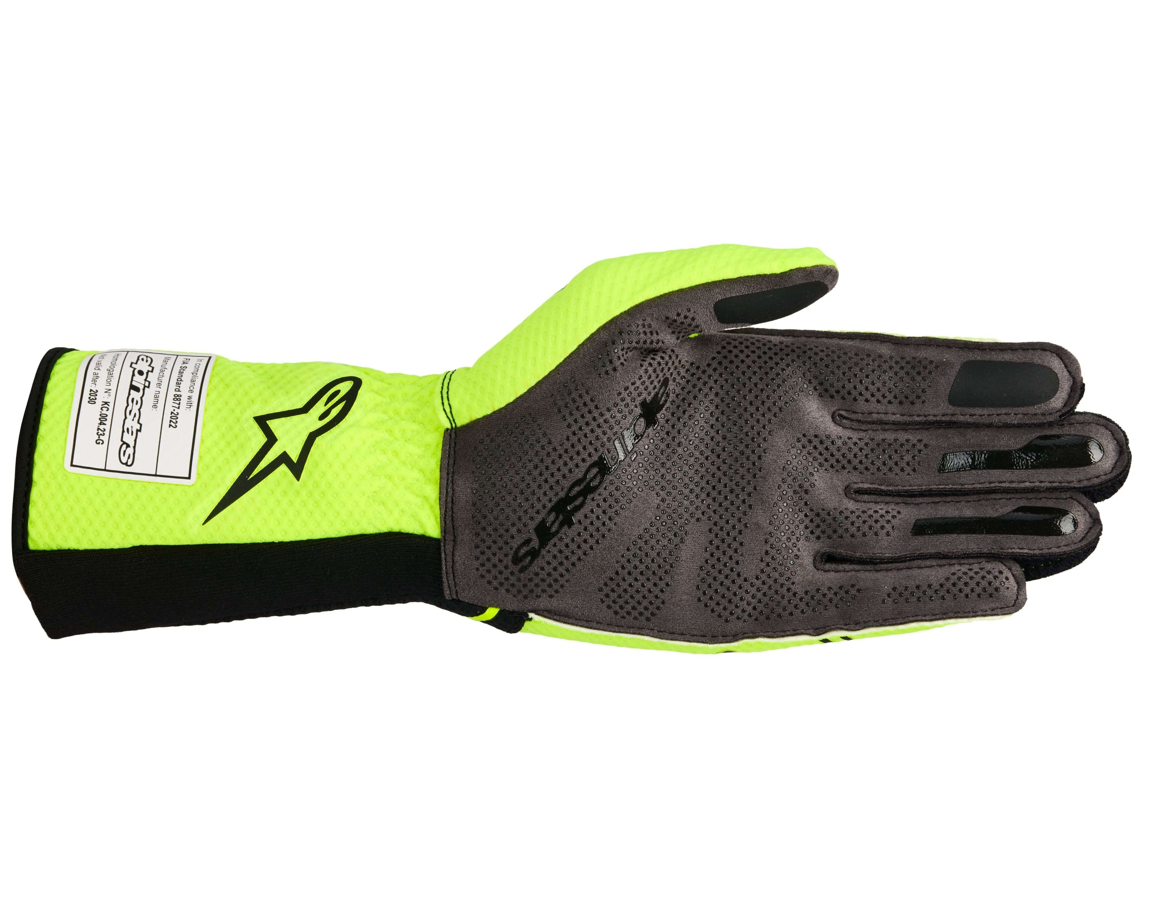 2026 Tech-1 KX V4 Handschuhe schwarz/gelg flu Homologiert FIA 8877-2022