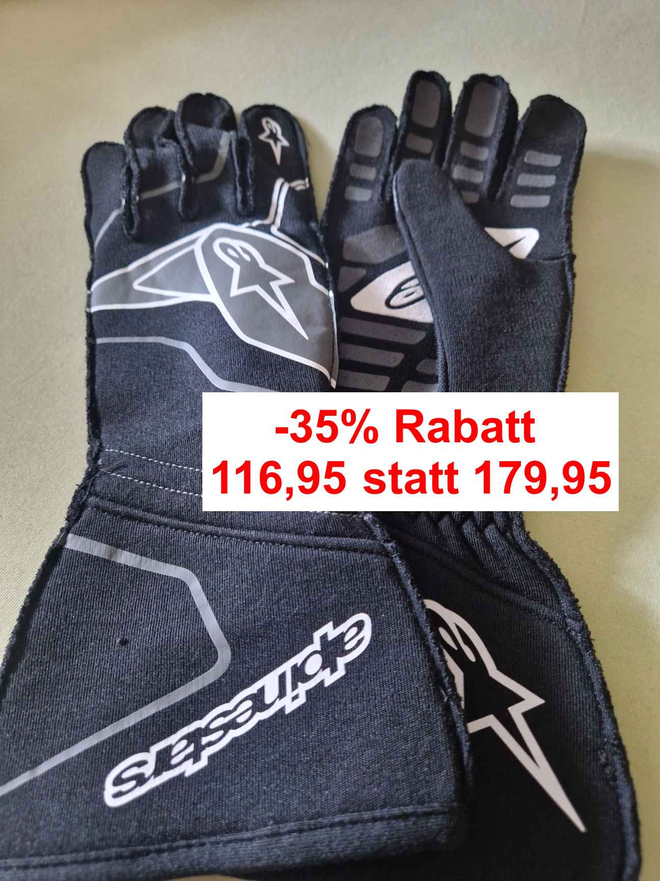 Alpinestars Tech-1 ZX V2 Handschuhe schwarz/weiß Auto homologiert Größe L