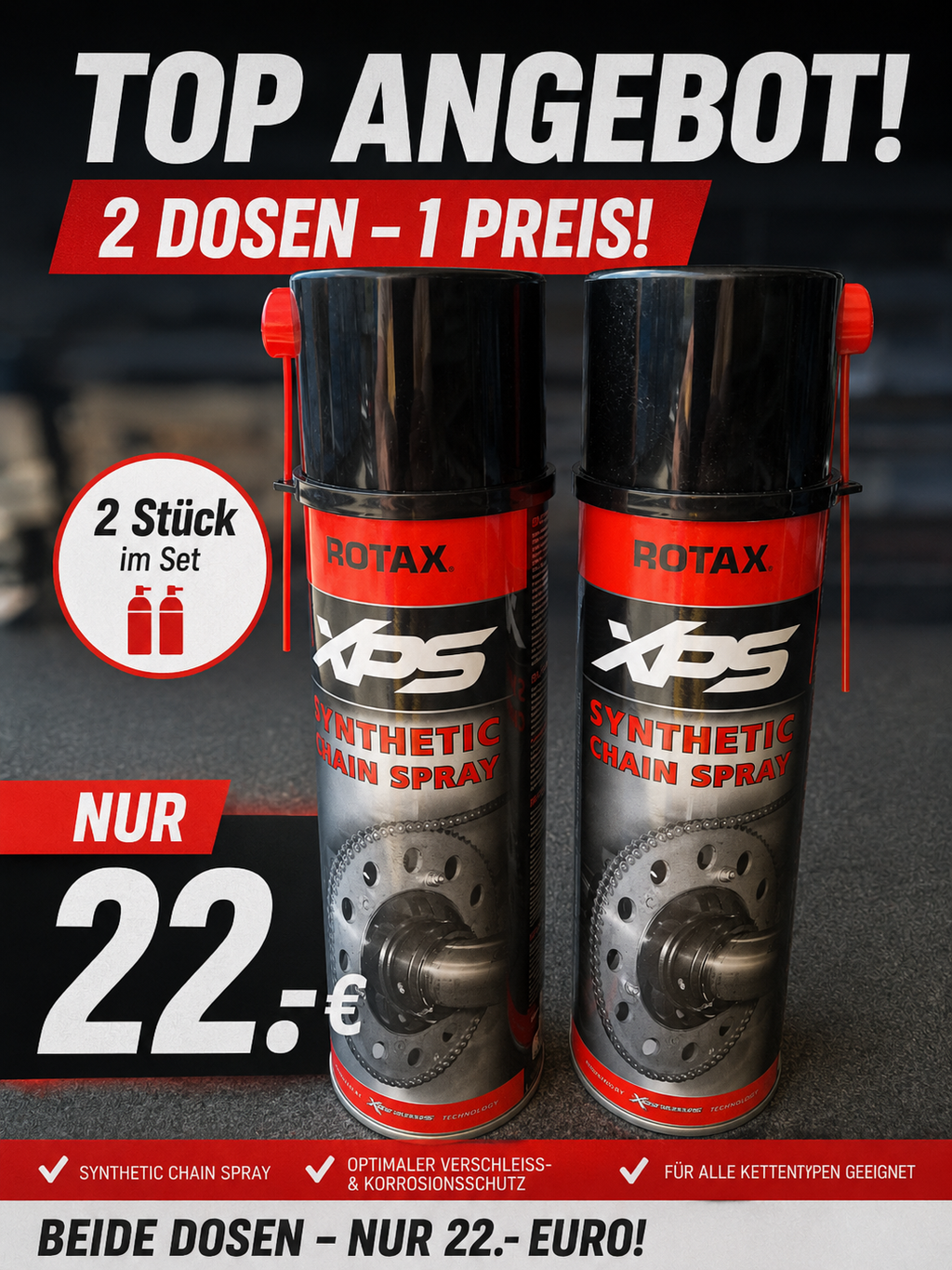 2 Stk Dosen 500ml XPS Synthetic Chain Spray - Kettenspray Rotax