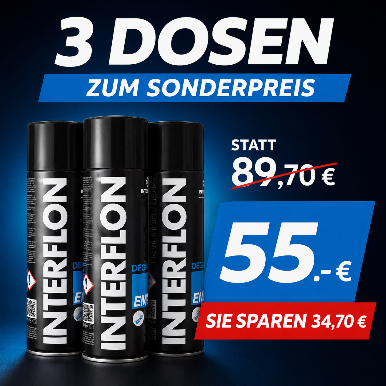 3Stk DOSEN im SET - Interflon Degreaser EM30+ (aerosol) Entfetter, Reiniger