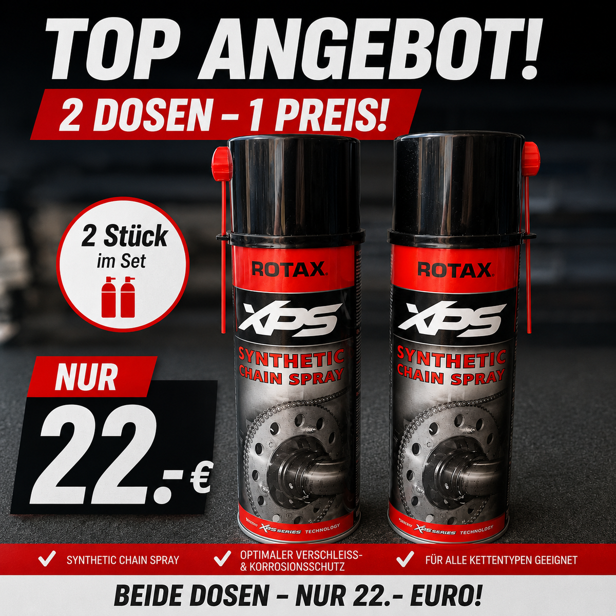 2 Stk Dosen 500ml XPS Synthetic Chain Spray - Kettenspray Rotax
